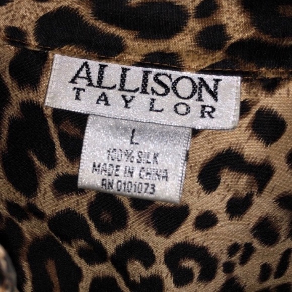 Allison Taylor 100% Silk Leopard Dress Top Size Large - Picture 3 of 5